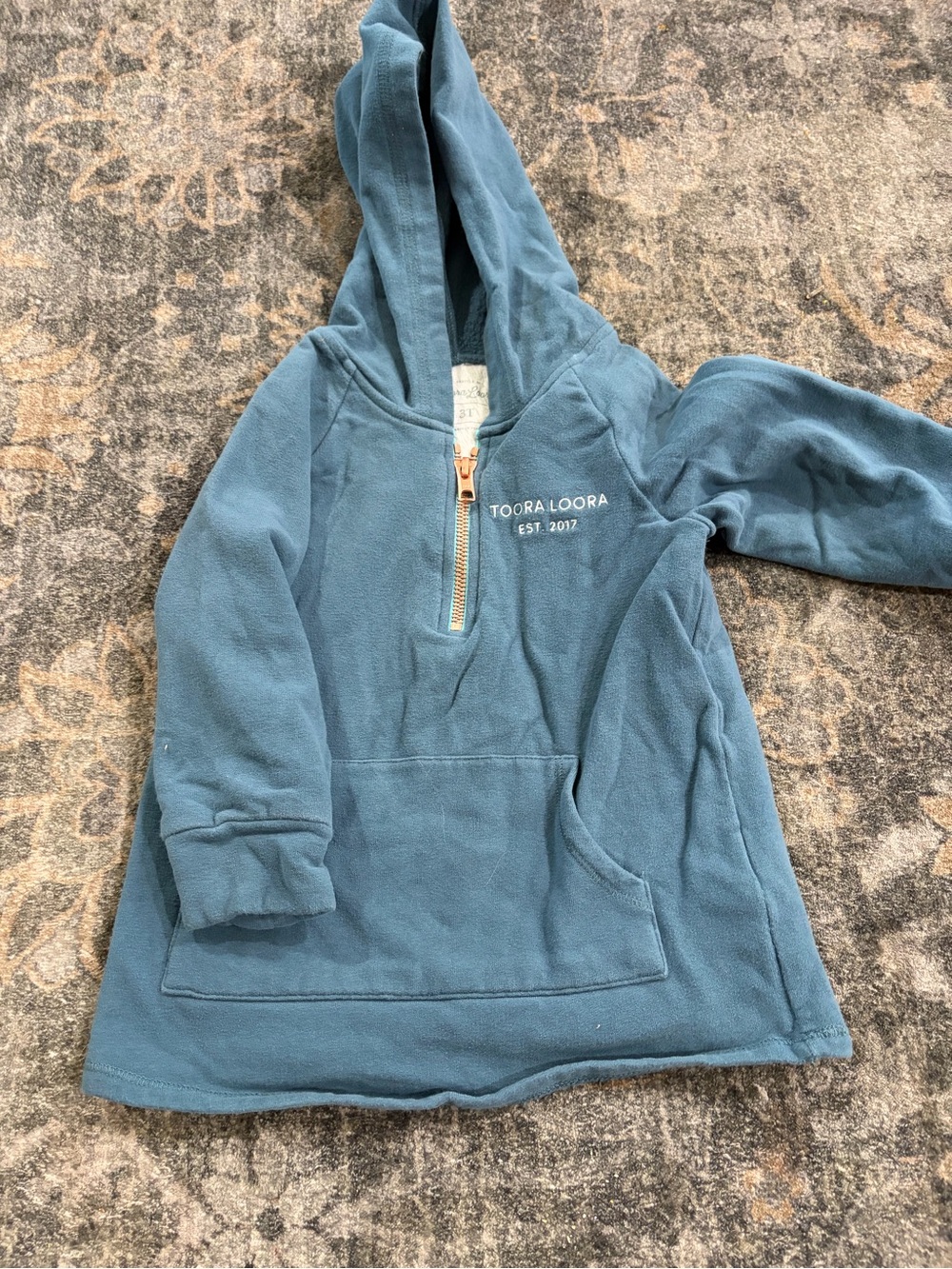 Kids Teal Hooded Fleece Pullover